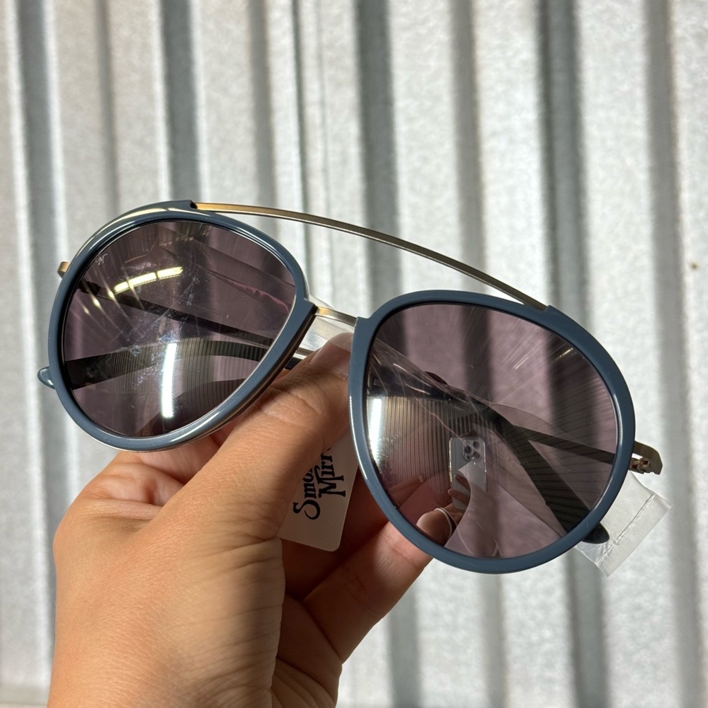 Smoke x Mirrors Viva Milky‎ Grey Browline Aviator Silver Sunglasses